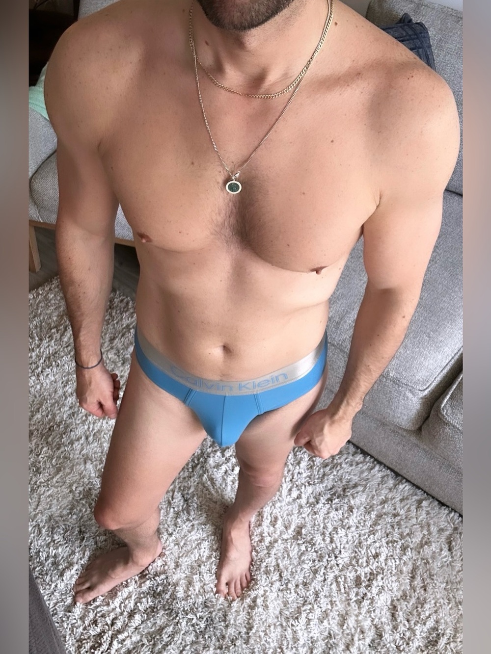 Calvin Klein | Brushed Microfiber Stretch Hip Brief in Blue (Small) - Picture 14 of 15